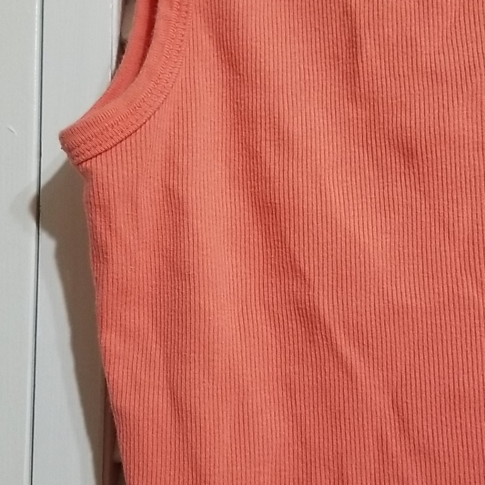 Orange Ribbed Cotton Tank Top - Picture 4 of 4